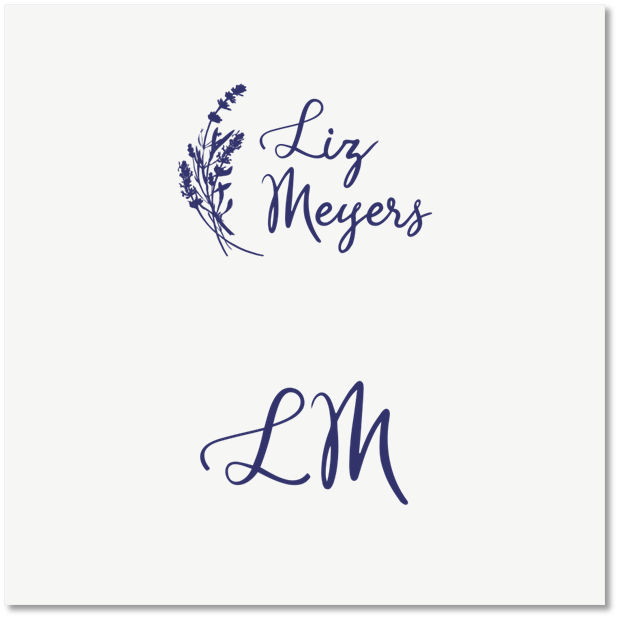 logo with cursive font, serif font, and a purple lavender graphic