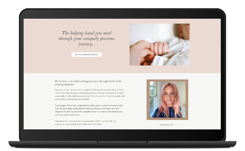 website design for birth services expert